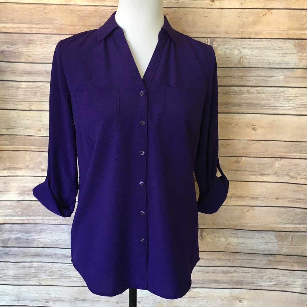 Talbots Jewel Tone Purple Button Down Blouse 🌺